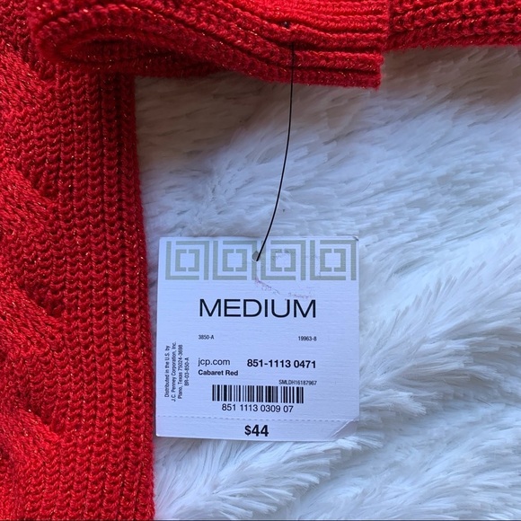 Liz Claiborne | NWT Size Medium Cabernet Red Sparkle Sweater - Picture 4 of 11